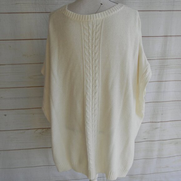 Talbots Cream V-NECK  Knit Cable Poncho SZ M - Picture 3 of 4